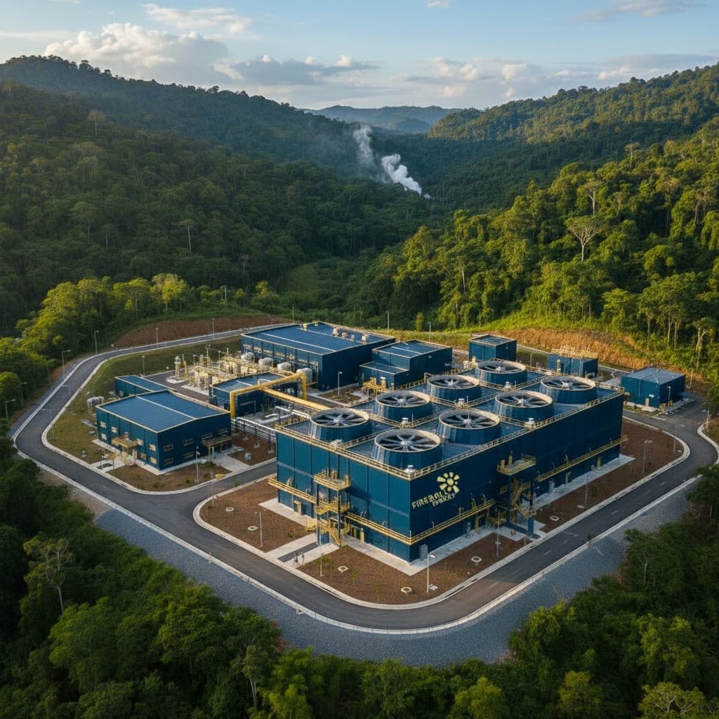 Aerial view of a Fireball Energy geothermal plant